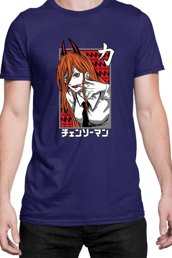Herren T-Shirt Manga Japan Anime Comics Animation Chainsaw Anime manga Man 07, Man XL / Dunkelblau