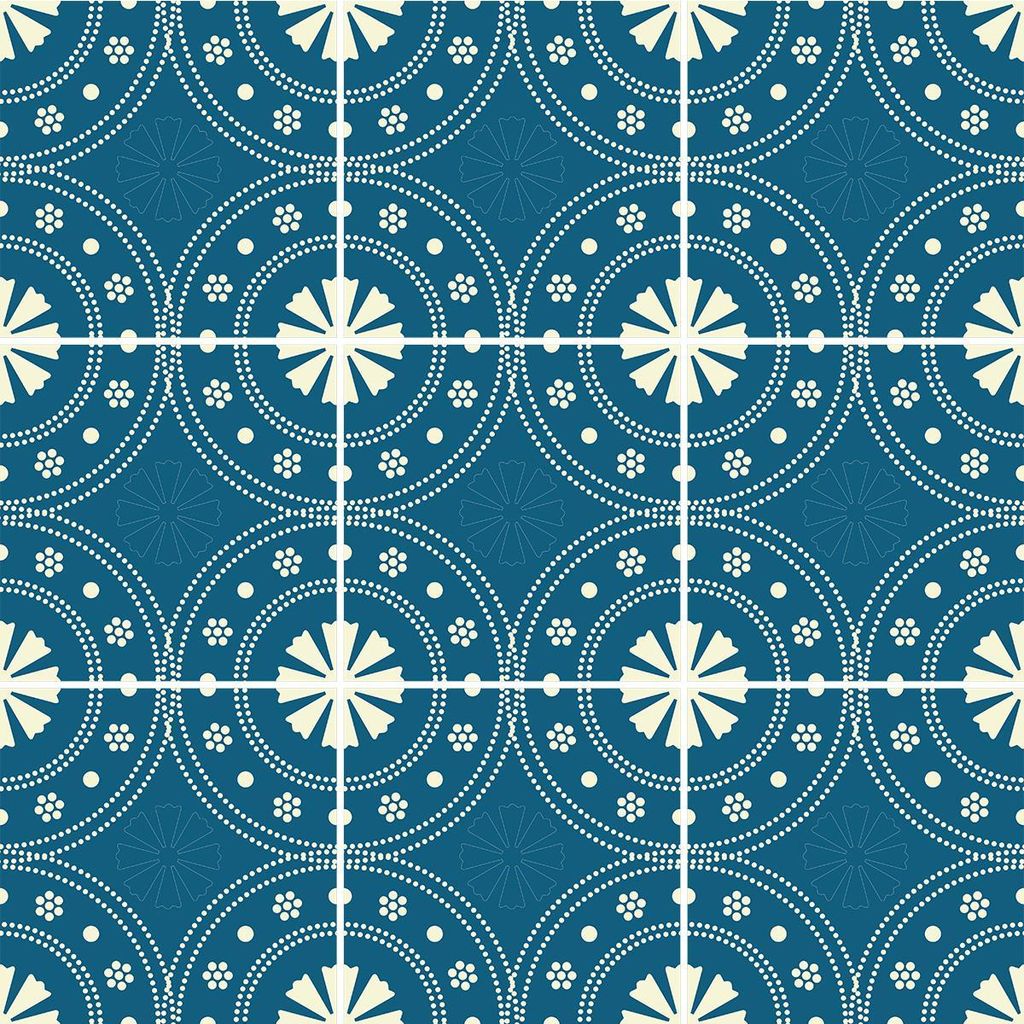Selbstklebende Fliesenaufkleber für Küche und Bad – 9 Paquita Azulejo Fliesenaufkleber – 9 Aufkleber 20 x 20 cm