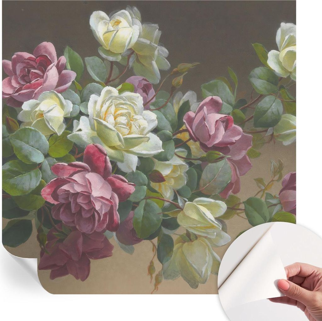 Selbstklebende Wandtapete - Dekorative Tapete für Wohnzimmer - Klebefolie für Wandbilder - Tapetenfolie für Wanddekoration - 250x250 cm - Floral...