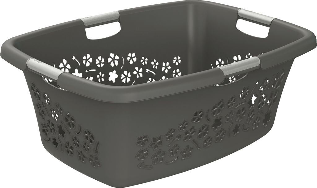 Rotho Wäschekorb Flowers, 50 l anthrazit Produktbild 