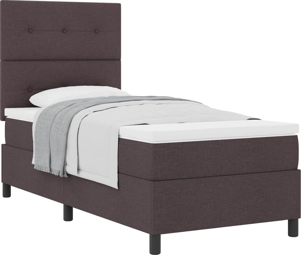 Boxspringbett mit Matratze Dunkelbraun 90 x 190 cm Stoff