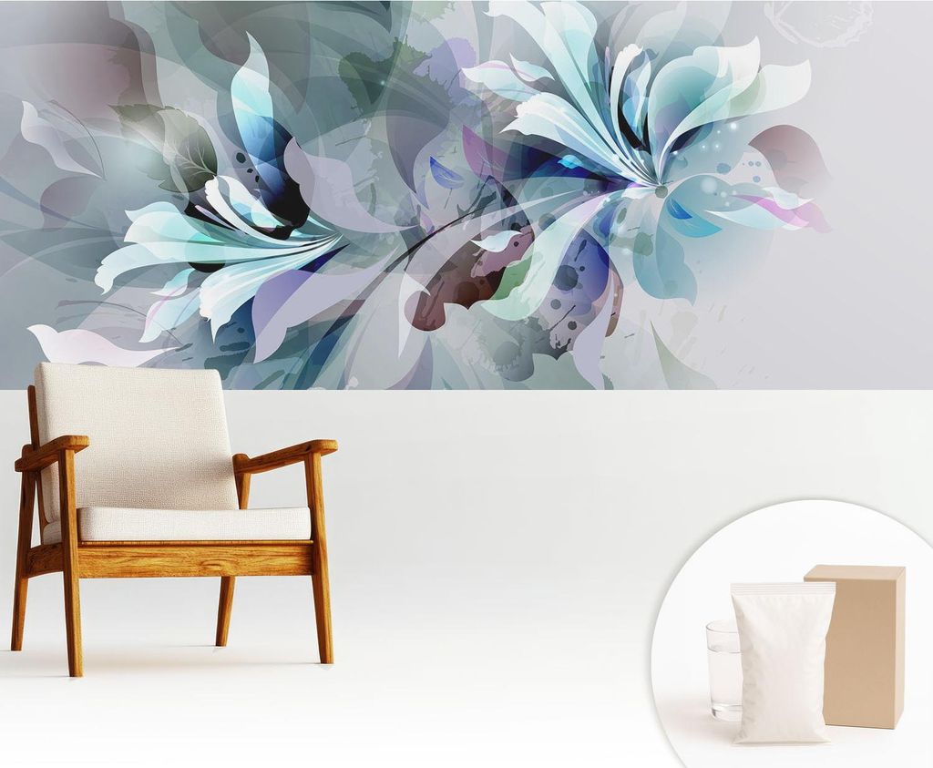 Fototapete - 250x104 cm - Tapete - Wandtapete - Wandbilder - Dekofolie - Tapete Folie - Wand - Dekoration - Wohnzimmer - Florale Abstraktion