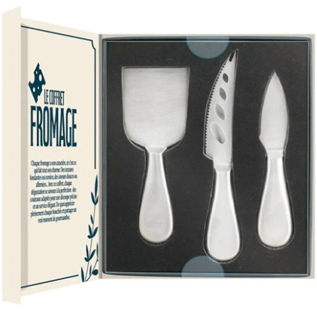 Set Regalo Formaggi 3 Pezzi Inox | Scatola Design Libro per Antipasti