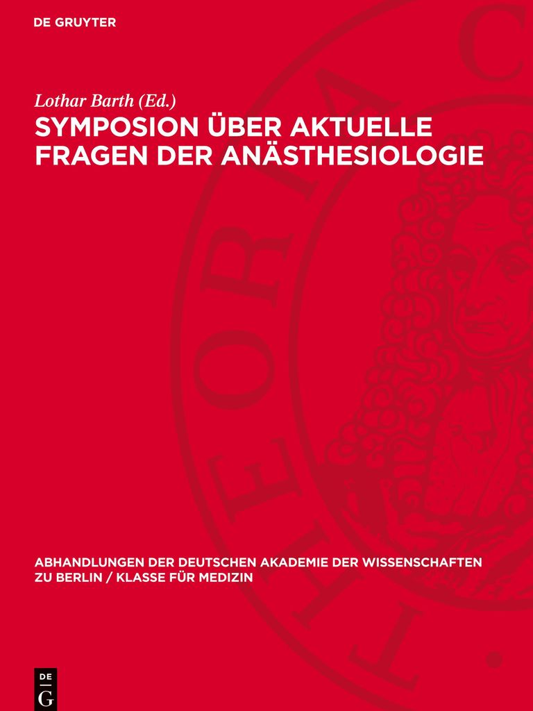 Symposion über aktuelle Fragen der Anästhesiologie