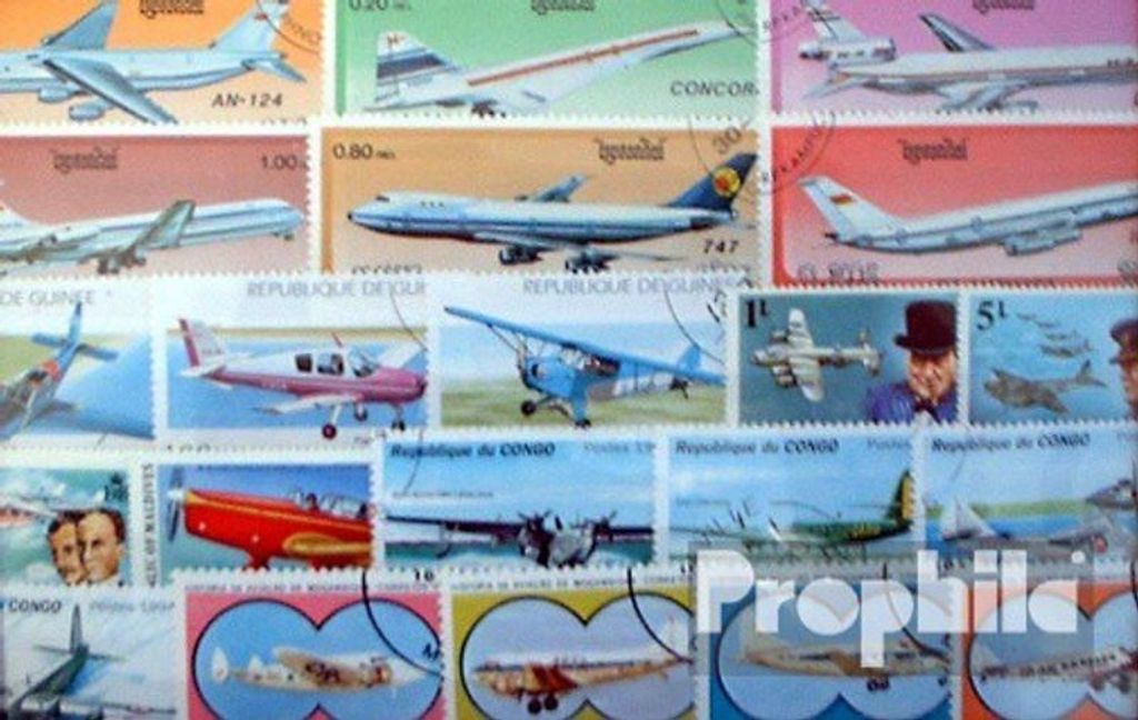 Briefmarken Motive 200 verschiedene Flugzeuge und Luftfahrt Marken
