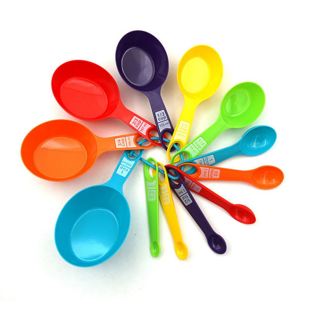 Messlöffel Set,Bunte Maßnahme Tassen Löffel Set,Nesting Maßnahme Tassen Set,Stapelbar Messlöffel und Tassen,Messbecher Löffel Set,Küche Mess...