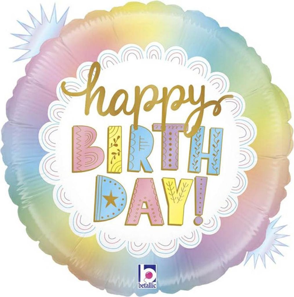 18"/Ø46cm Folienballon "Happy Birthday" Opal