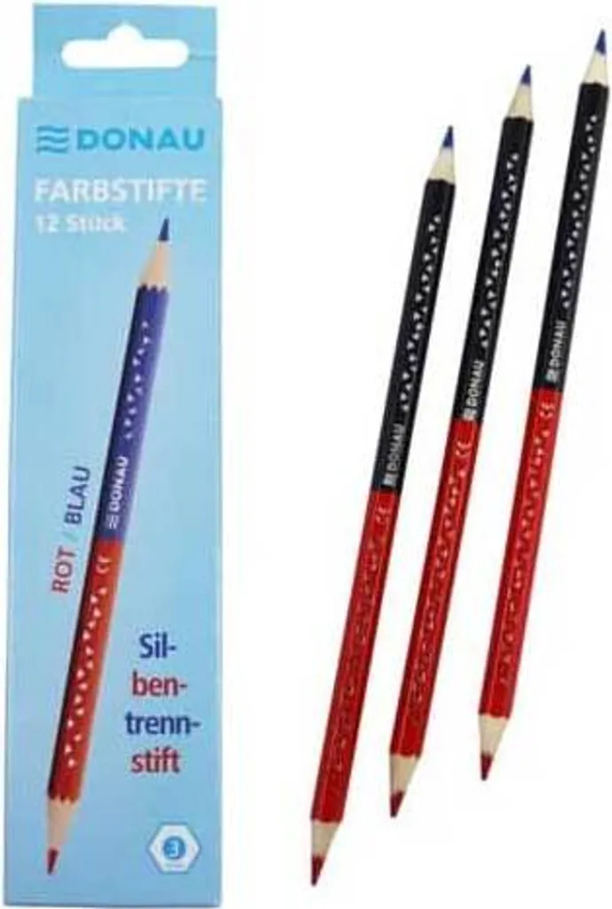 12x DONAU 3811102-04 Matita colorata per sillabe - rosso/blu, mina sottile