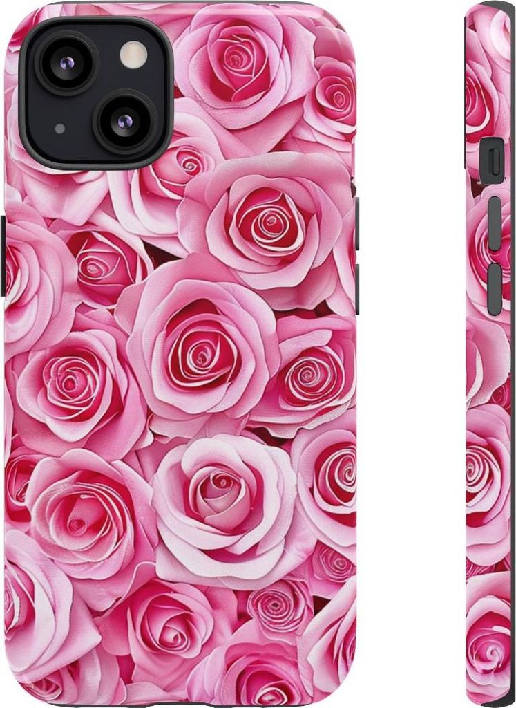 Glänzendes Rosenmuster in Pink – Hülle Kompatibel mit iPhone 13