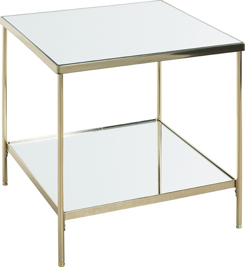 Beistelltisch >54157< in vermessingt, Metall, Spiegel 5 mm - 45x46x45cm (BxHxT)