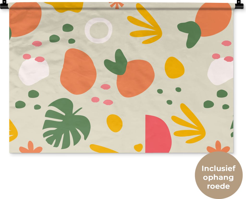 MuchoWow Wandteppich Wandbehang Frucht - Lochpflanze - Muster 90x60 cm Tapisserie Dekoration Wandtuch - Wandskulpturen - Bildteppich