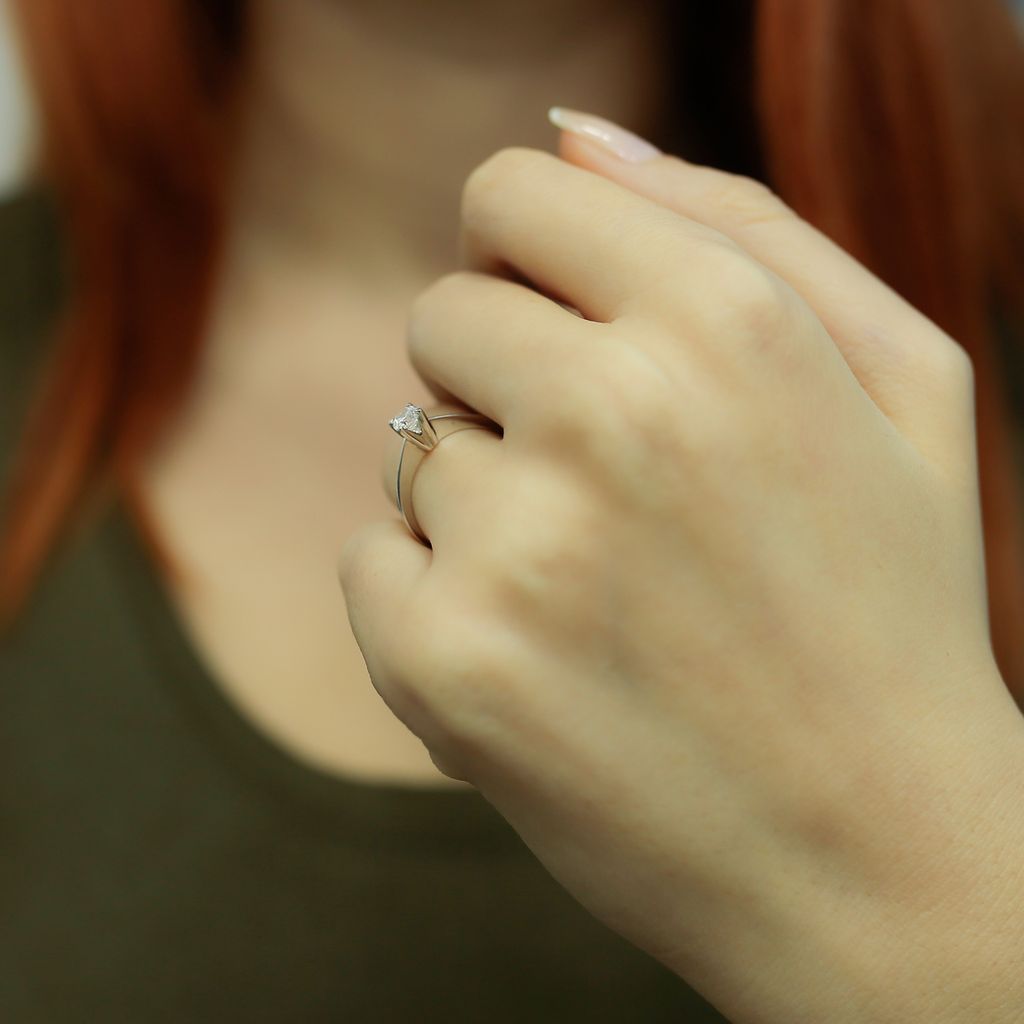0,26 Carat Solitär Diamantring 14 Karat Weißgold - 55 (17,50 mm)