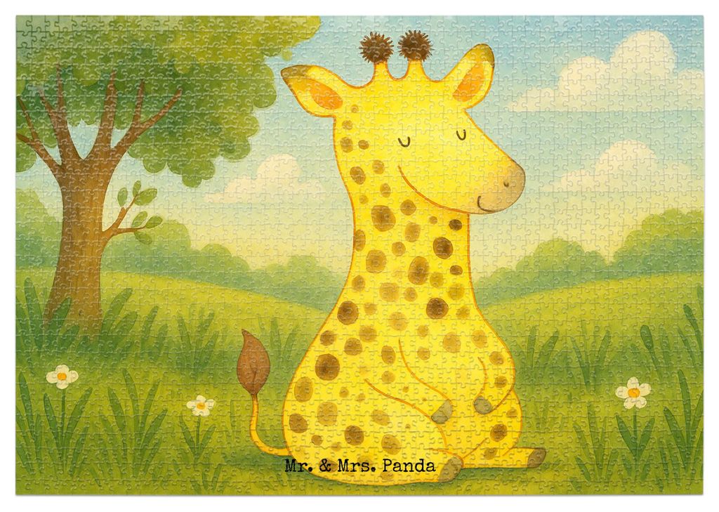 Mr. & Mrs. Panda Puzzle Giraffe Zufrieden Design 1500 Teile - Weiß - Geschenk, Abenteuer, Afrika, 500, 2000, 300, Glück, Puzzlespiel