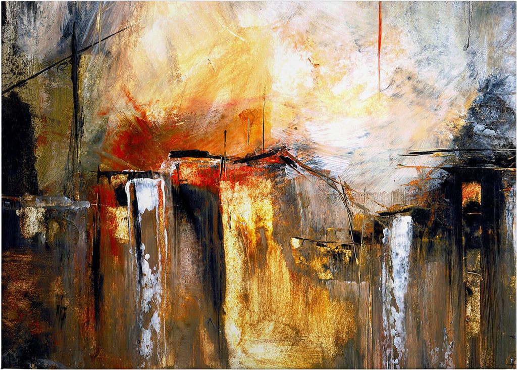 Leinwandbild Kunst 50 x 70 cm - Wandbild Braun Grau - Produktbild 