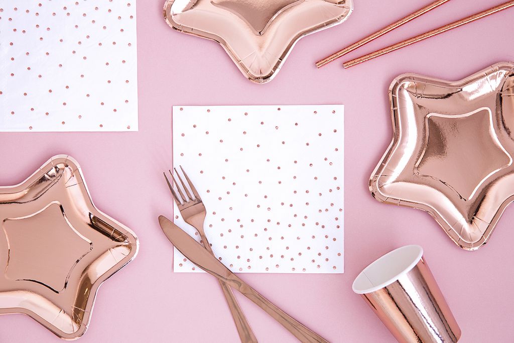 Piatto di carta a stella 18 cm oro rosa, set di 6 pezzi Immagine del prodotto 