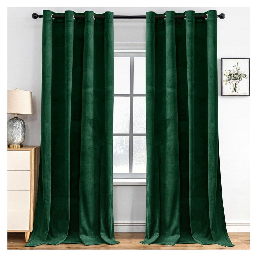Samt Gardinen 2er Set, 140×160 cm, Verdunkelungsvorhänge für Weihnachtsdeko, Blickdichte Vorhänge für modernes Wohnzimmer, Thermovorhänge fü...