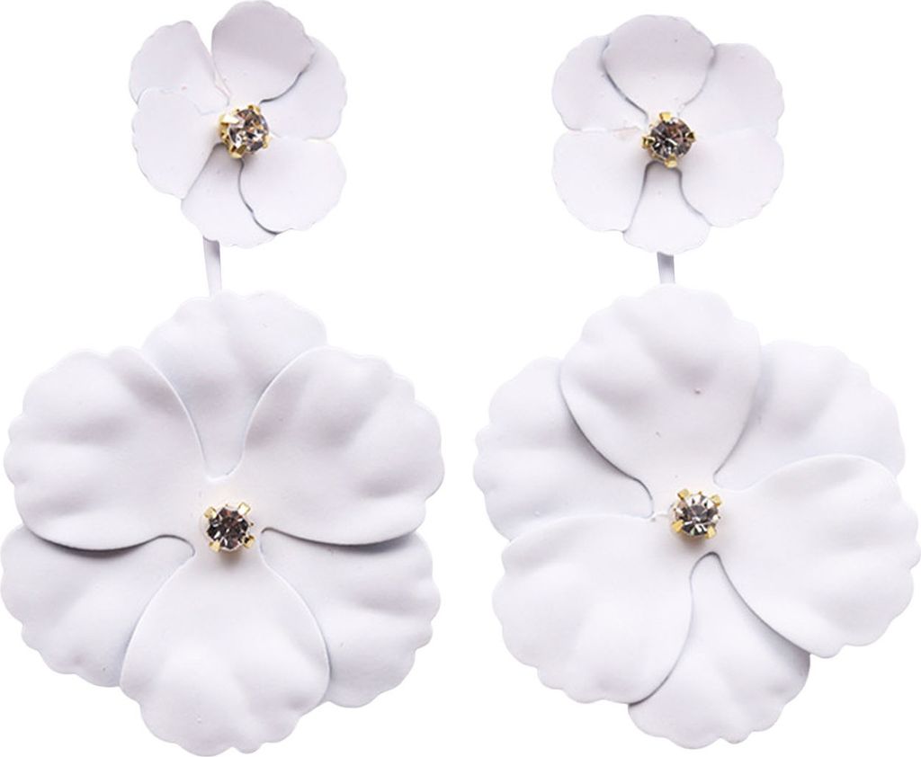 1 Paar Damen Hängeohrringe Blumenform Strass Dekor Übertrieben Bohemian Style Lady Prom Beach Lange Baumeln Ohrringe