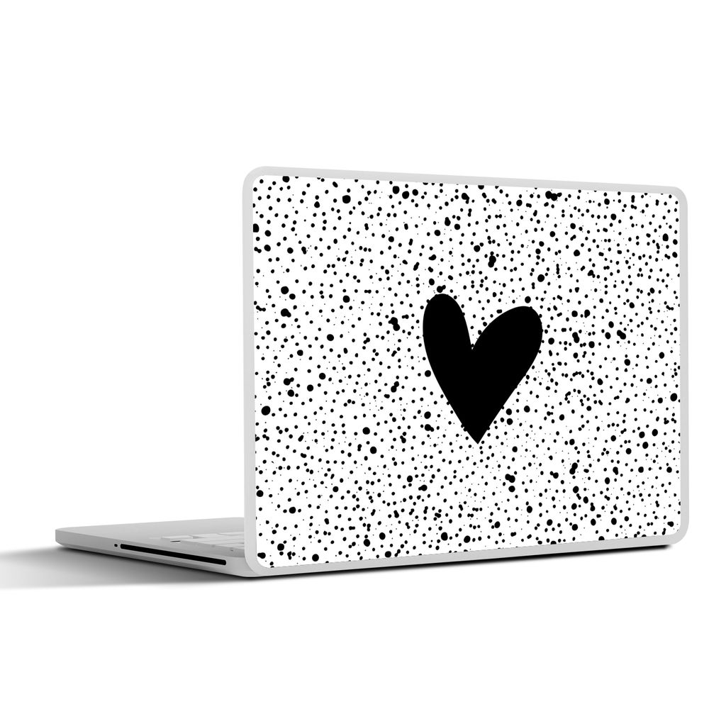 MuchoWow Laptop Aufkleber Sticker Cover Herz - Design - Weiß 32.5x23.5 cm - Sticker für Laptop - Selbstklebend