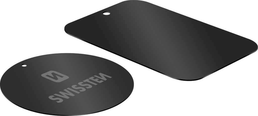 Swissten, Universal-Adapter für Magnethalterungen (2x Metallplatten mit Kleber), Schwarz