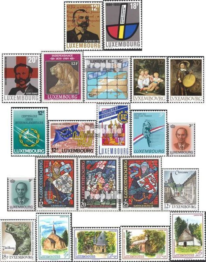 Briefmarken Luxemburg 1989 Mi 1214-1235 (kompl.Ausg.) Jahrgang 1989 komplett postfrisch C.M. Spoo