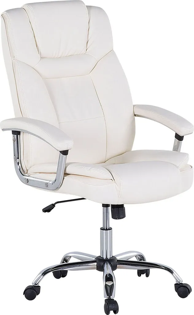 Siège de bureau confortable pour télétravail en simili-cuir beige