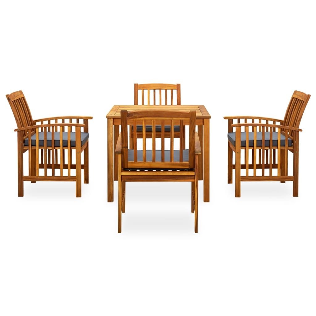 "2026 MODERNE" 5-tlg. Garten-Essgruppe - Tisch und Stühlen - Balkonmöbel Set - mit Kissen Massivholz Akazie - Gartenmöbelset CC2885799