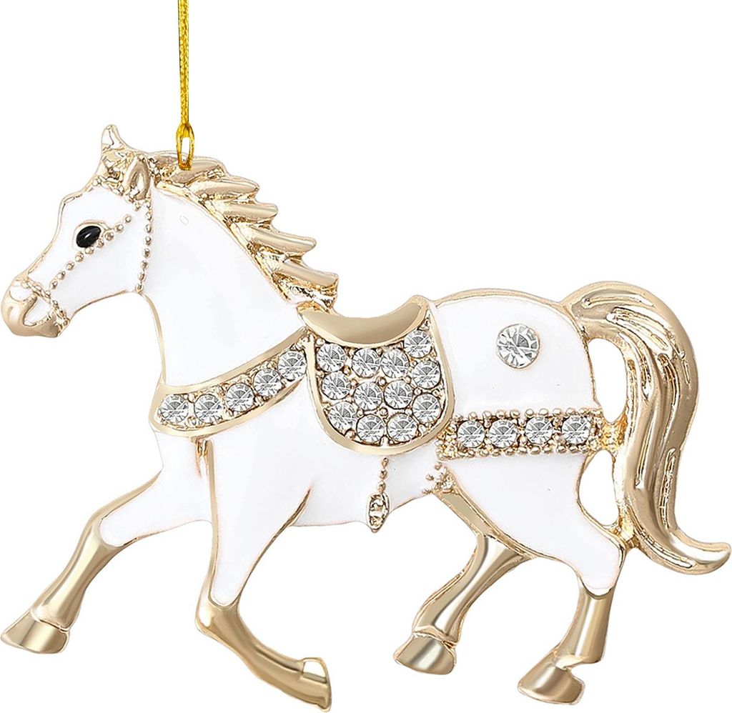 Weihnachtsbaumschmuck in Pferdeform: Funkelnde Strass-Pferde zum Aufhängen, Acryl-Weihnachtsbaumschmuck für Winter-, Weihnachtsfeier- und Weihnac...