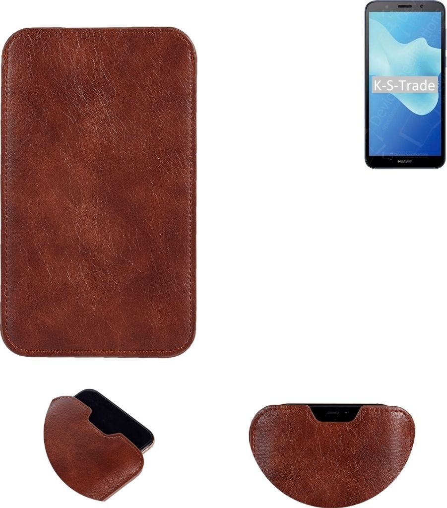 K-S-Trade Schutzhülle Handyhülle kompatibel mit Huawei Y5 2018 Handytasche Kunstleder Sleeve in braun