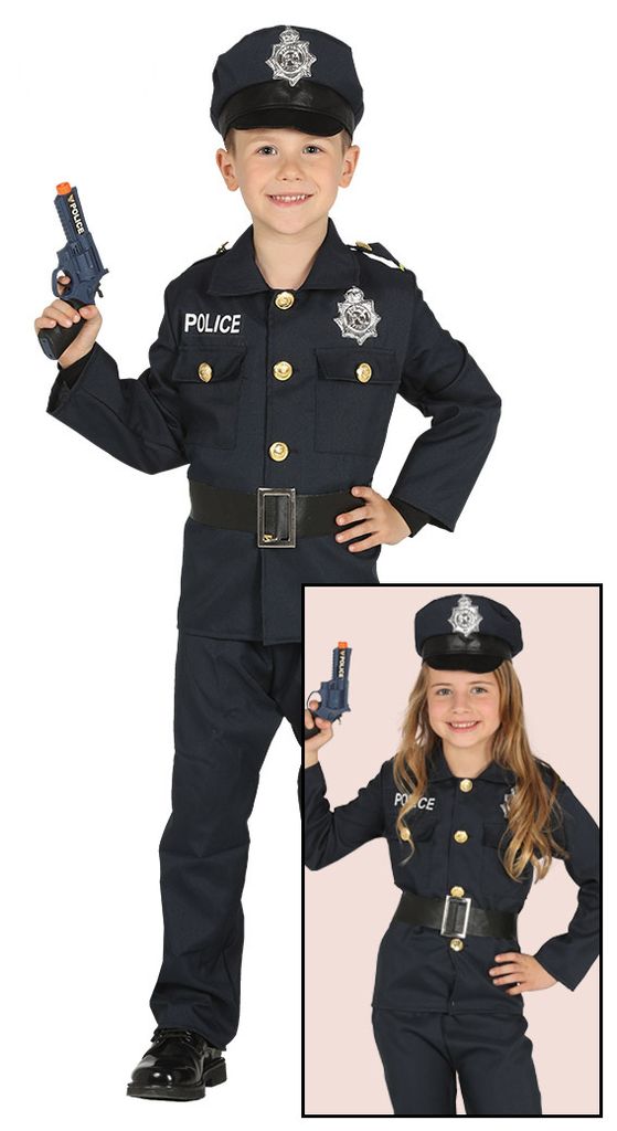 Polizei Weste Kostüm blau Kinder Jungen Jungs Fasching Karneval Polizist