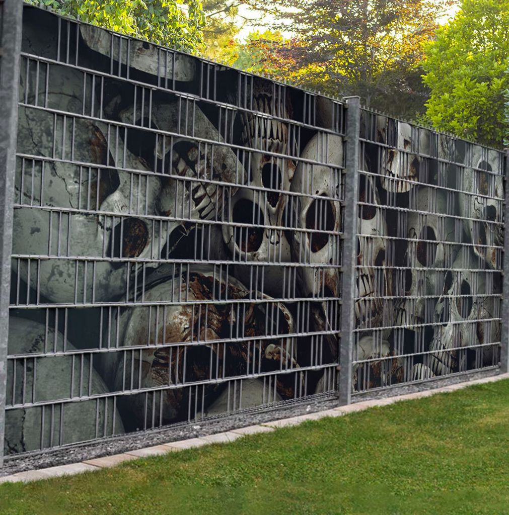 Sichtschutzstreifen Totenkopfgrube Sichtschutz Garten Zaun - Teil1 - 9 Streifen - 250x180cm