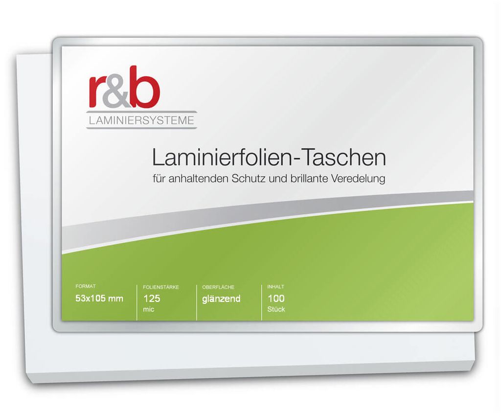 Laminierfolien 53 x 105 mm, 2 x 125 mic, glänzend (100 Stück)