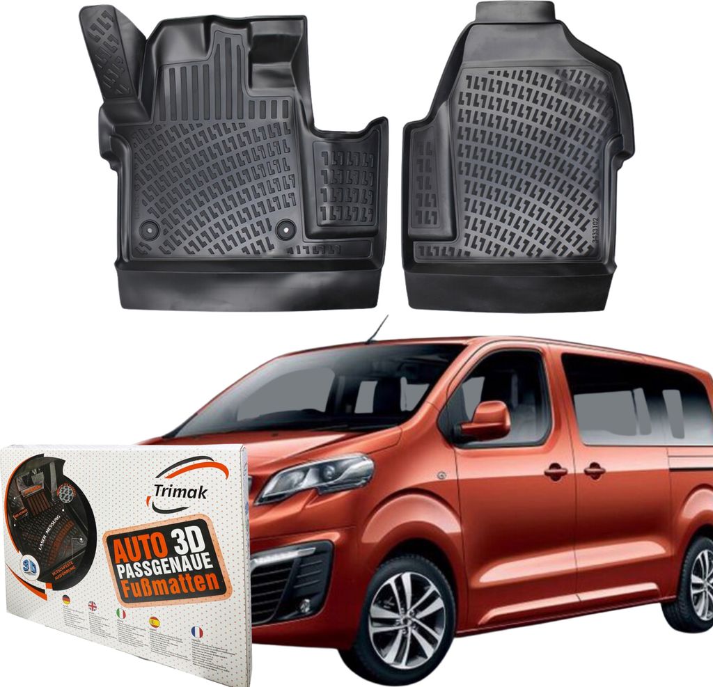 Trimak Autofußmatten kompatibel mit Peugeot Expert 3.Gen ab 2016 Auto Allwetter Gummimatten