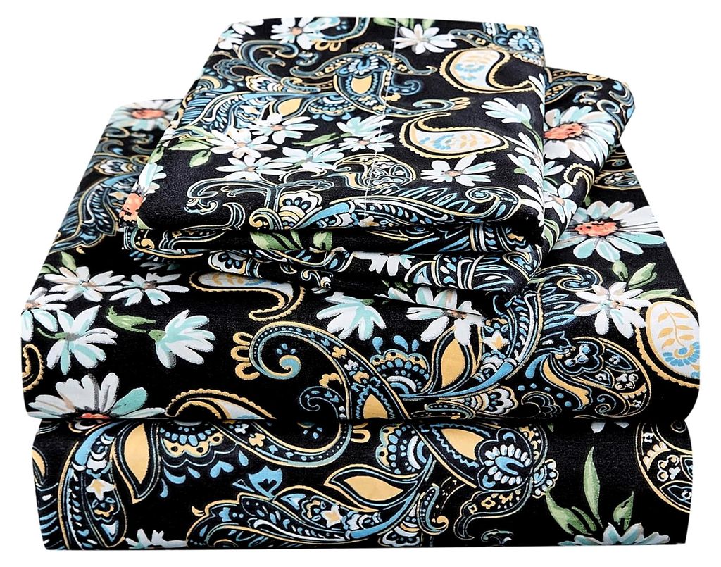 Bettwäsche-Set, Queensize, Paisleymuster, Blumenmuster, 4-teilig, weiche Mikrofaser, 38,1 cm, extra tiefe Tasche