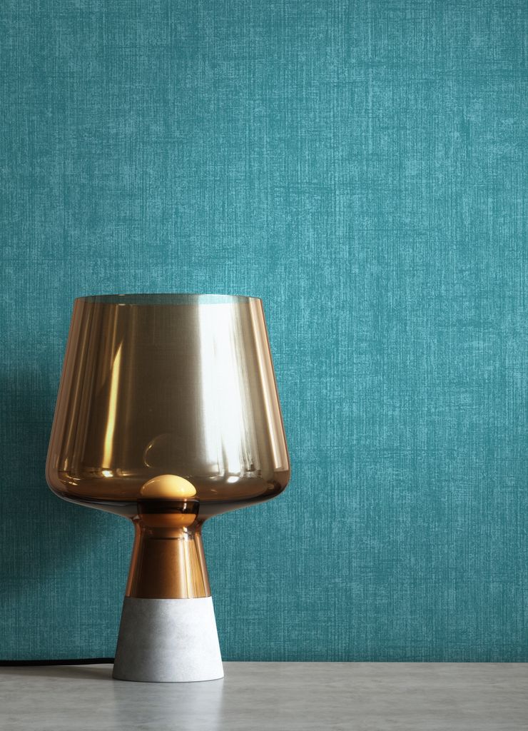 NEWROOM Tapete Blau Vliestapete Unifarbe - Unitapete Uni Petrol Leinenoptik Modern