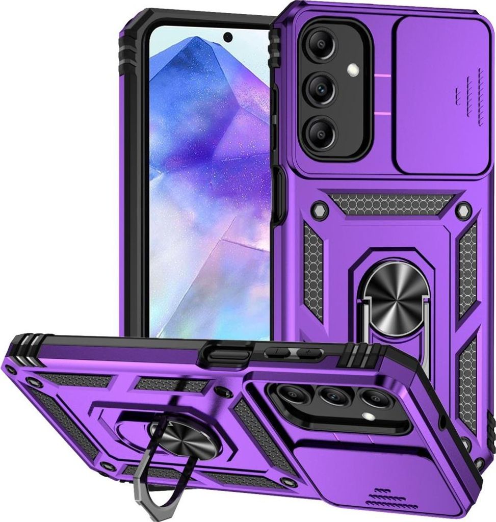 Samsung Galaxy A55 Hülle - Coverup Armor Ring Ständer Back Cover mit Kamera Schutz - Violett