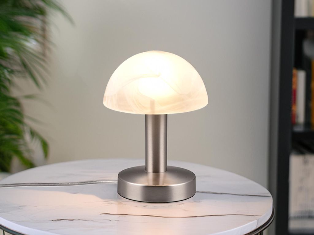 LED Tischleuchte mit Touch Dimmer - Pilzlampe Silber mit Produktbild 