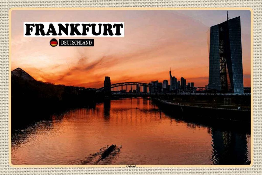 vianmo Holzschild 20x30 cm Frankfurt Ostend Rhein Neubau Bildmotiv Reisemotiv Abenteuer Reisen