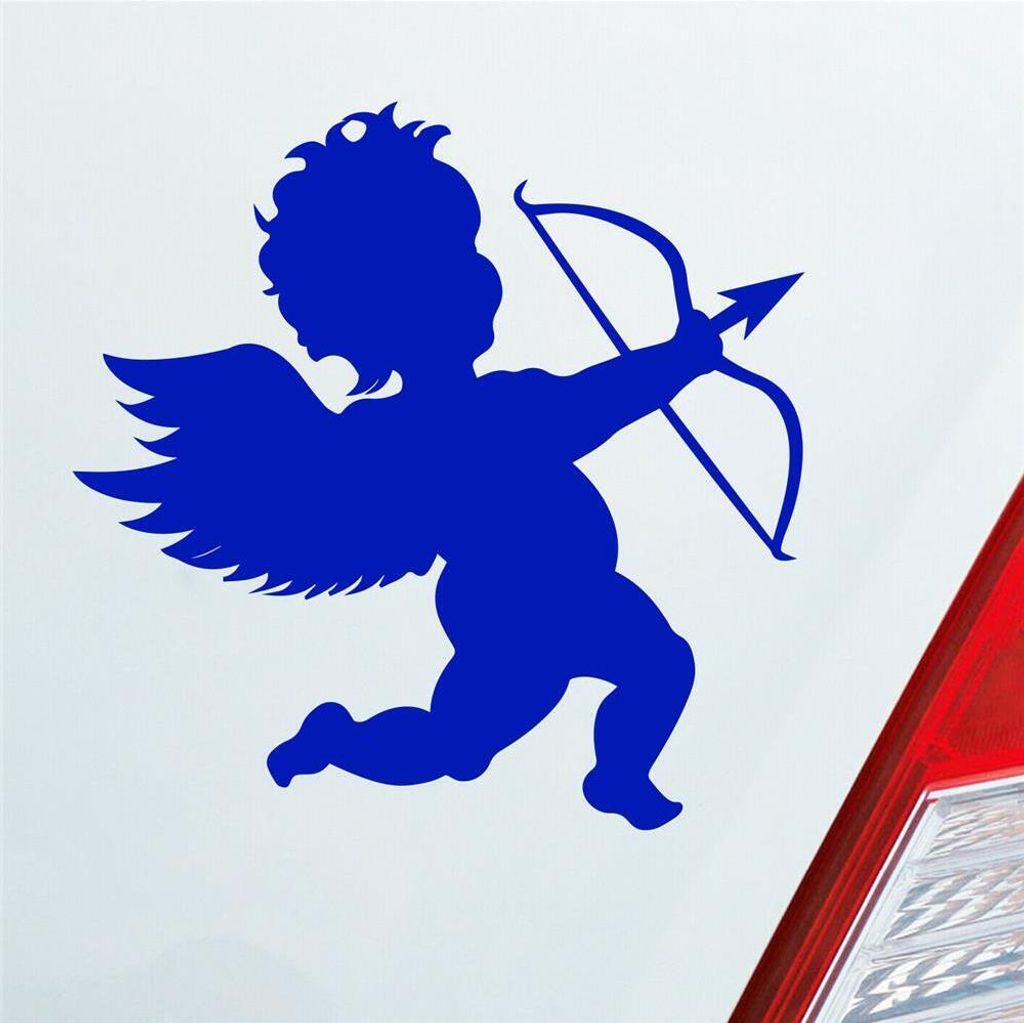 Auto Aufkleber Amor Liebesbote Liebe Love Glück Vale 10x10 cm Dunkelblau Sticker Heckscheibenaufkleber