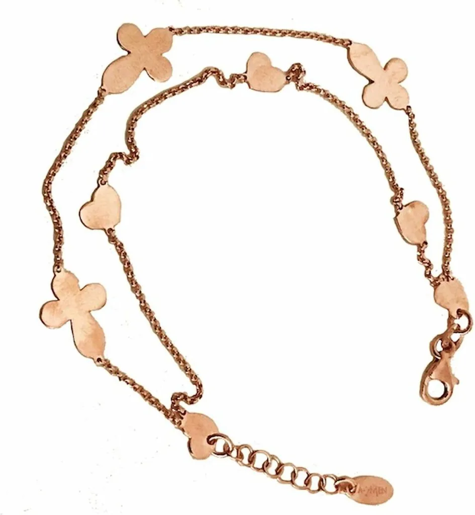 AMEN Mod. CROCI CUORI - Collana e Bracciale Argento 925 Made in Italy