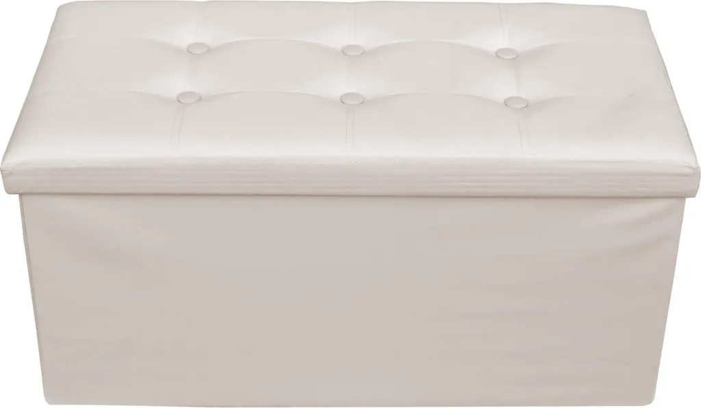 Tabouret coffre beige en similicuir avec assise moelleuse confortable