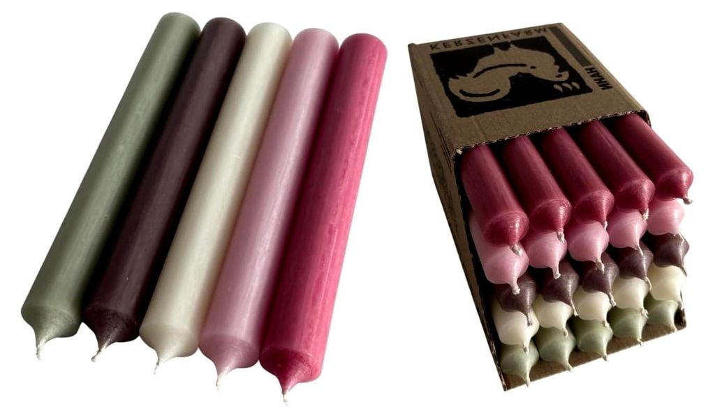 Kerzenfarm Hahn Stabkerzen Bunt Kerzenset 25 Stück - 22mm Durchmesser, 18cm Länge bunte Kerzen durchgefärbt - Stabkerzen pastellfarben Tafelkerz...