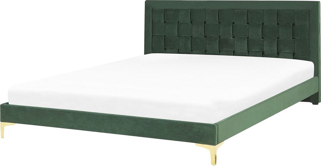 BELIANI Doppelbett Dunkelgrün Samtstoff Stoff Holz 100 % Polyester Lattenrost 180 x 200 cm Retro-Stil