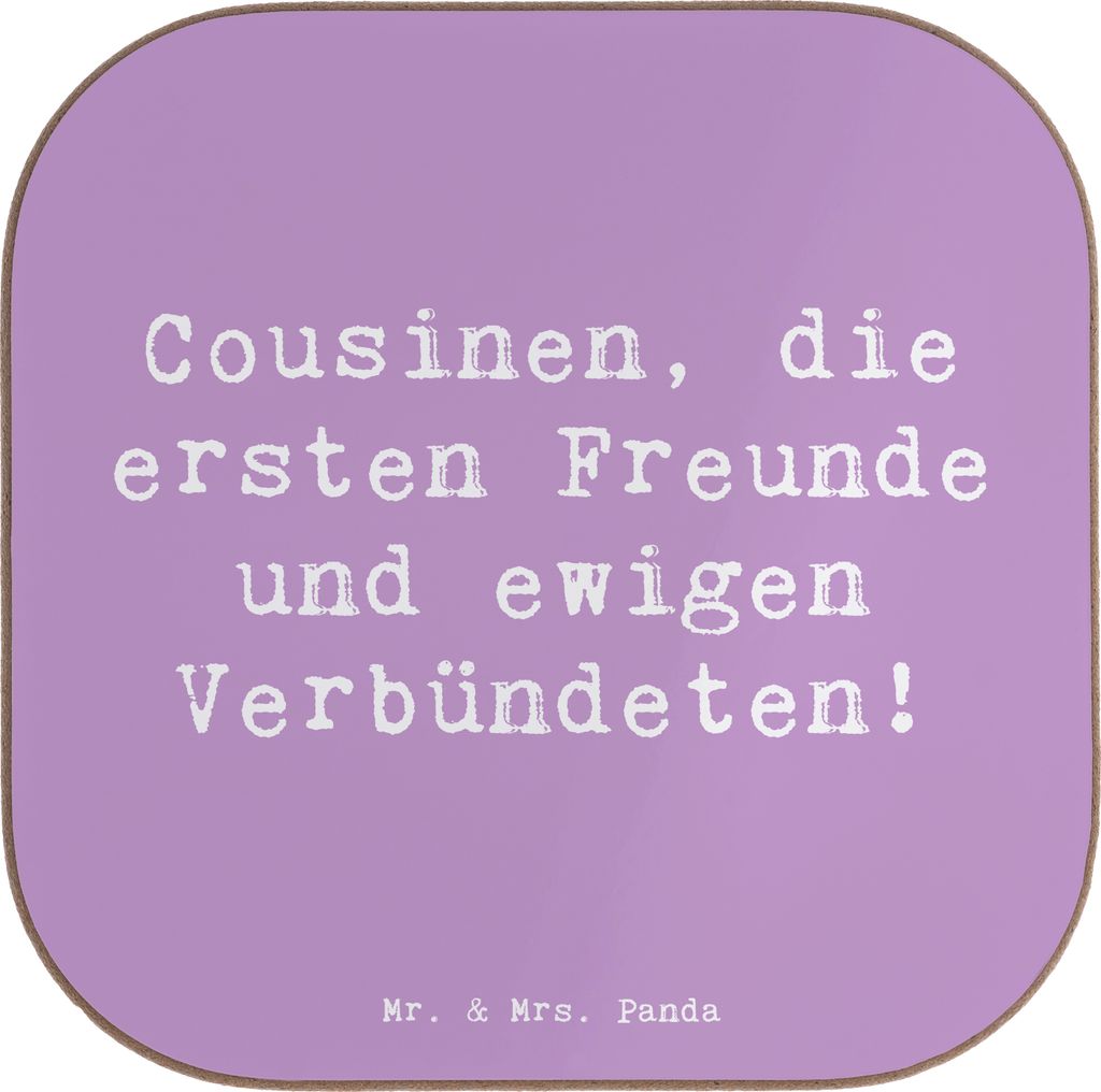 Mr. & Mrs. Panda Tischuntersetzer Spruch Cousine Freunde - Lavendeltraum - Geschenk, Cousinen, Erinnerungen, Untersetzer für Gläser, Familie, Bin...