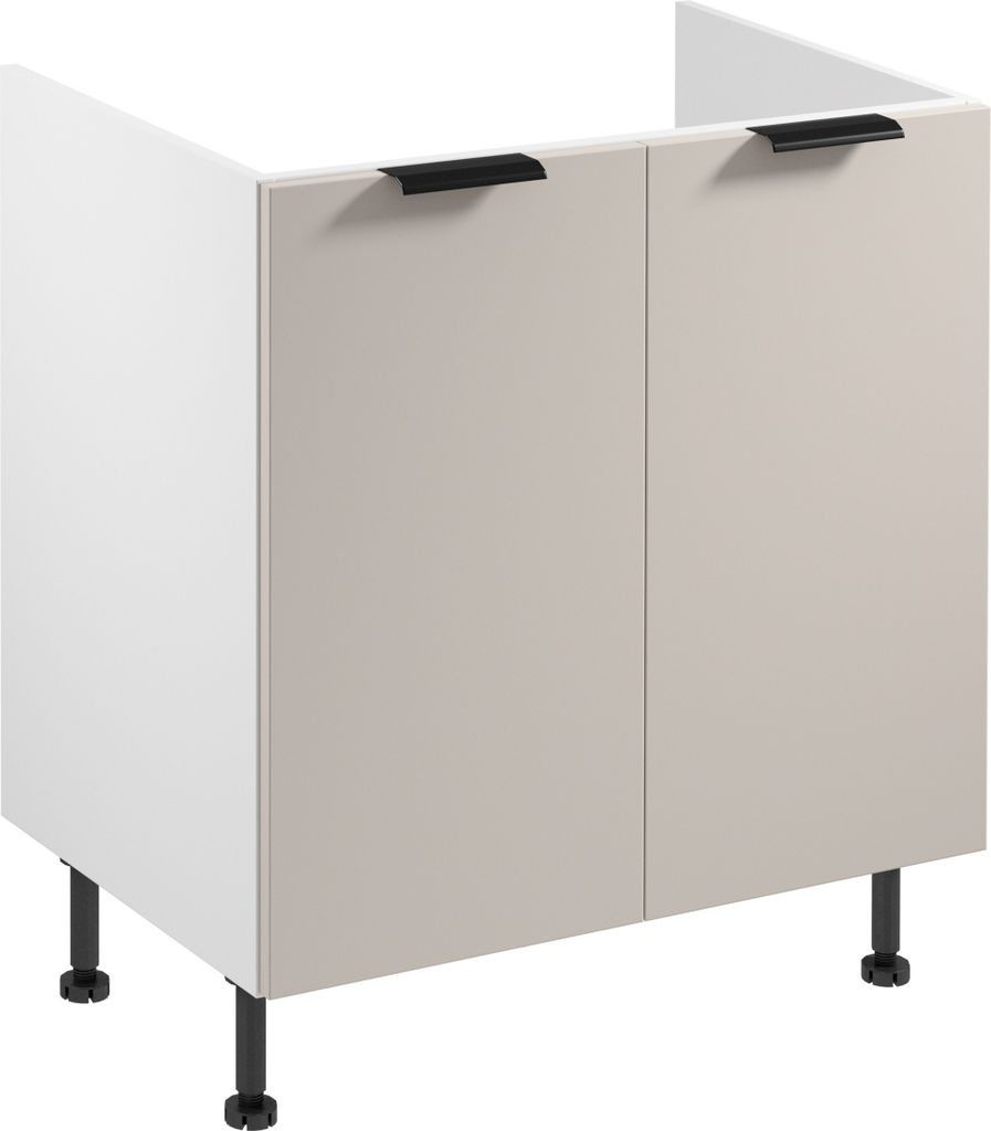 Spülenunterschrank 80 cm küchenmöbel Küchenschrank, Sorento D80Z Weiß/Beige