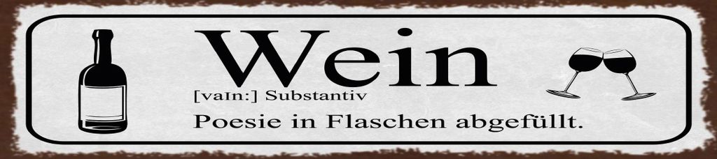 vianmo Holzschild 10x46 cm Wein Poesie in Flaschen