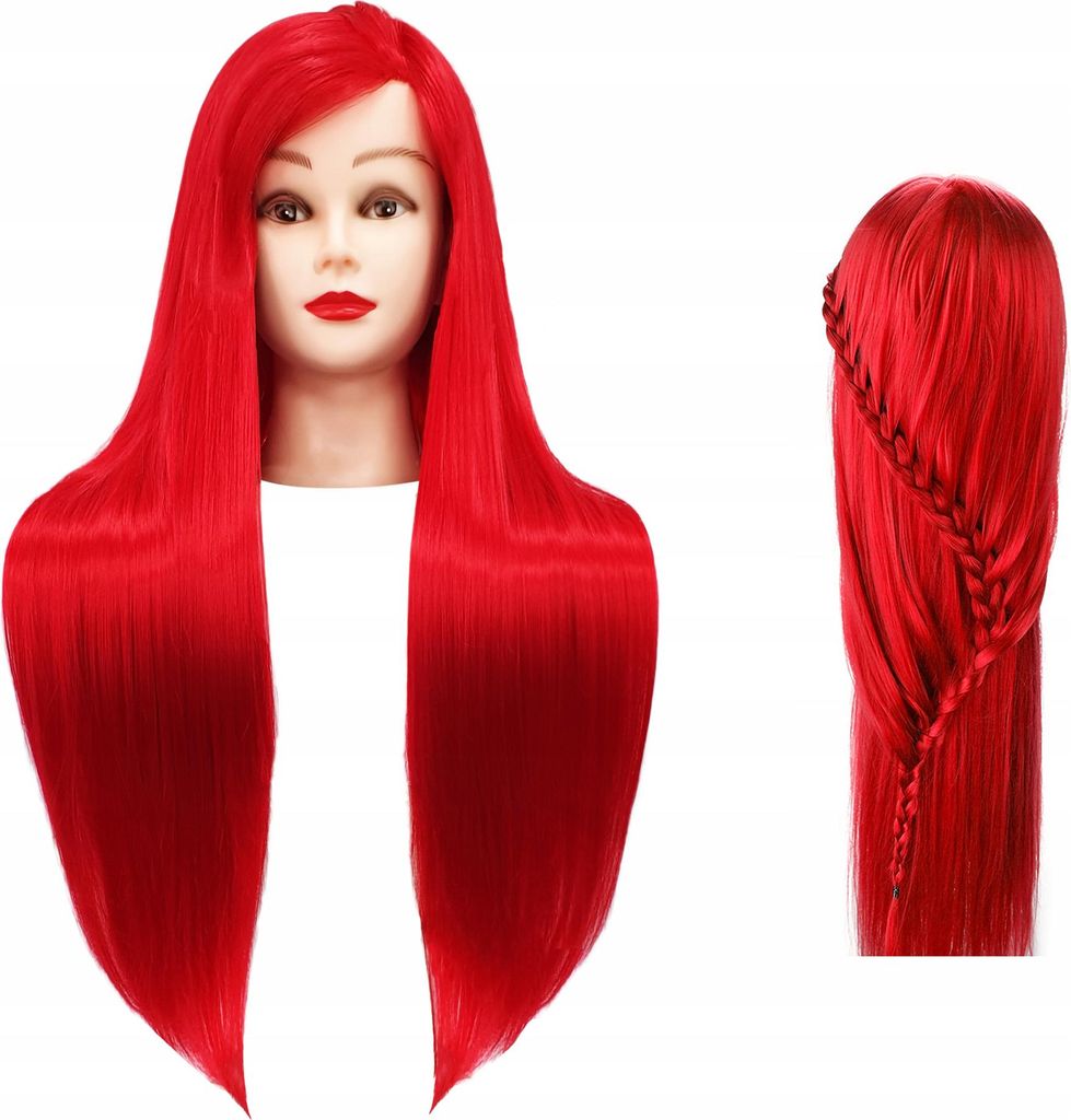 Tréninková hlava Iza 80 cm red, termální vlasy + stojan, Obrázek produktu 