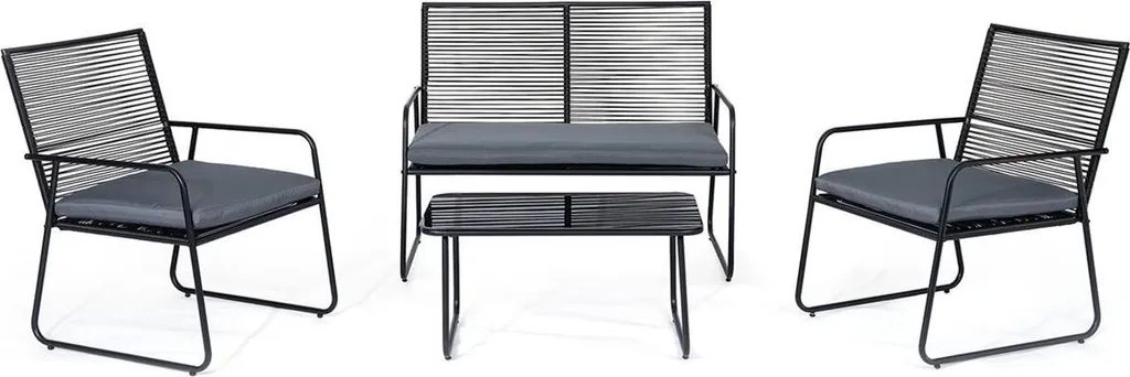 Meubles de jardin métal Noela 3457058 - Set résistant noir et gris mat