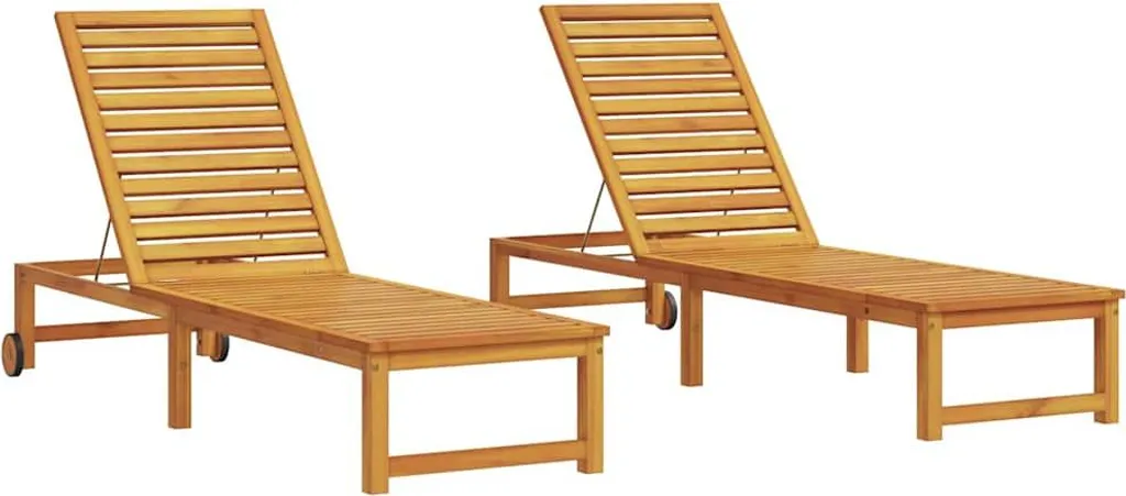 Duo de Transats de Jardin Marron 202x53x89 cm pour Détente Extérieure