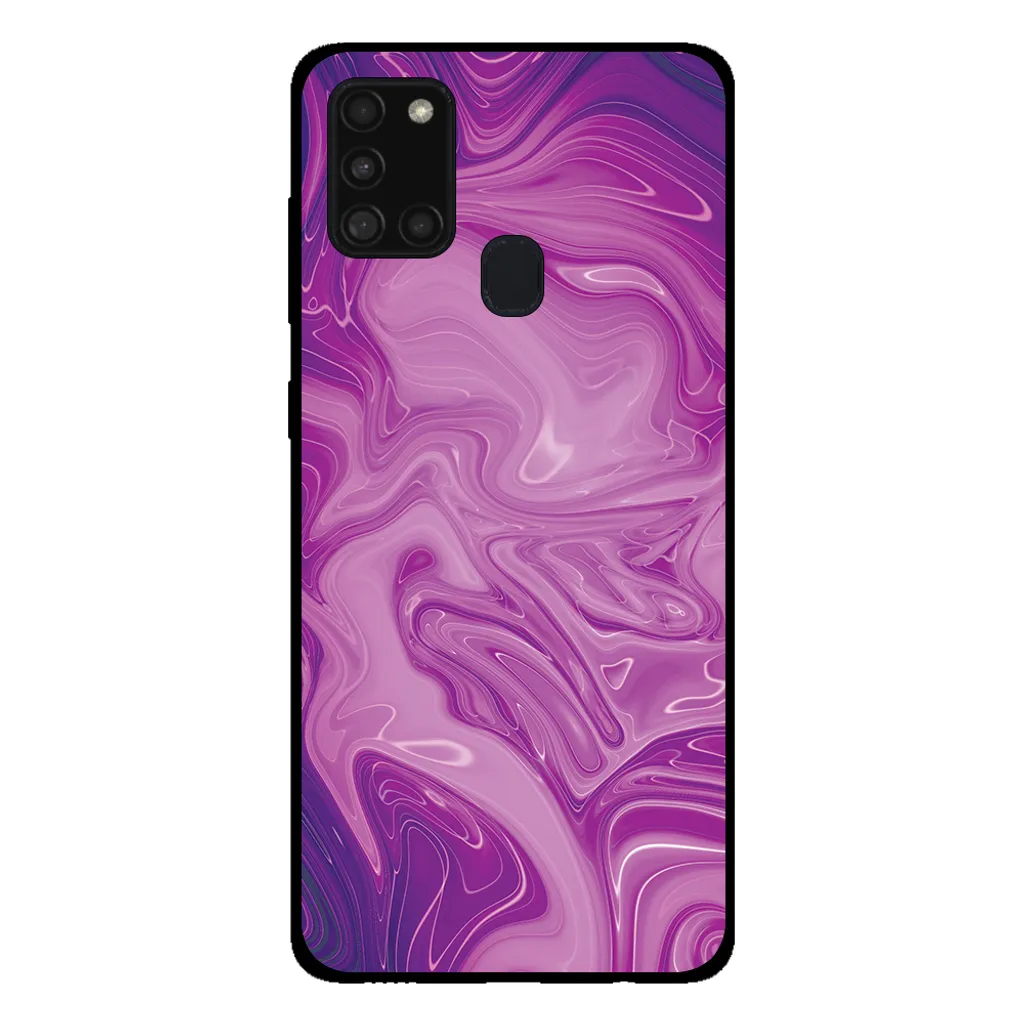 Smartphonica Custodia per Samsung Galaxy A21s con stampa in marmo - Custodia posteriore in TPU con design in marmo - Viola