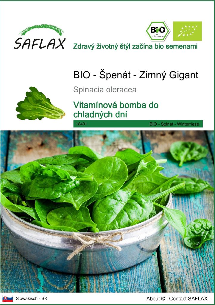 SAFLAX - BIO - Špenát - Zimný Gigant - Spinacia oleracea - Obrázok produktu 